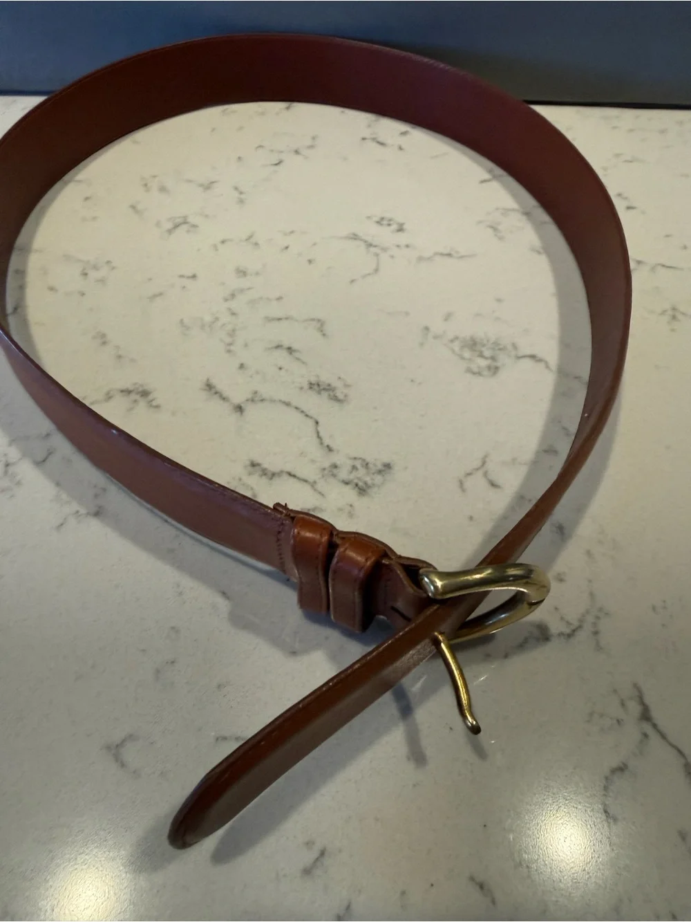Coach Tan Leather Belt with Brass Round Buckle